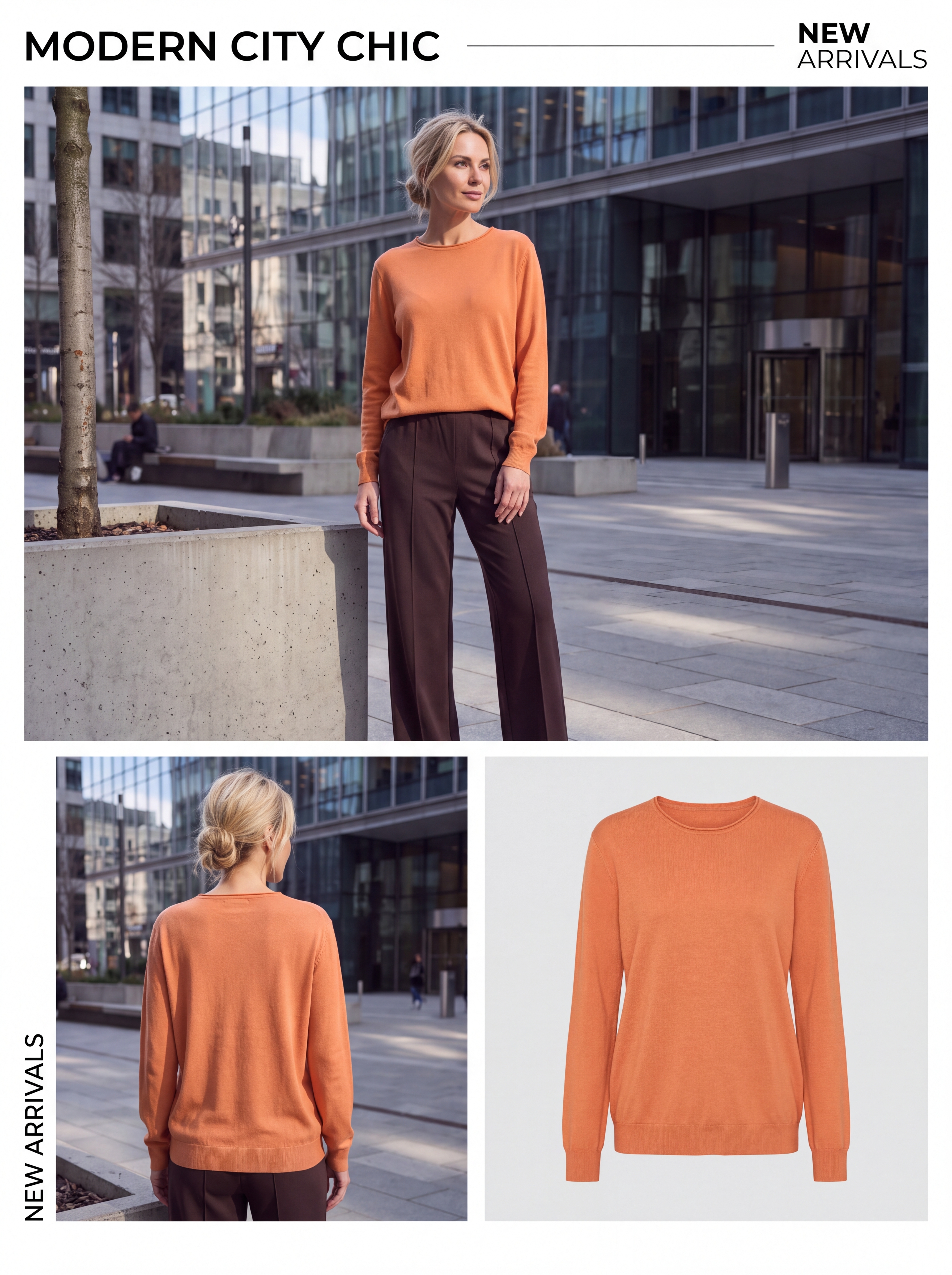 Dámsky pulóver s okrúhlym výstrihom H.WINTER PUMPKIN jemná oranžová s.WEAR 1